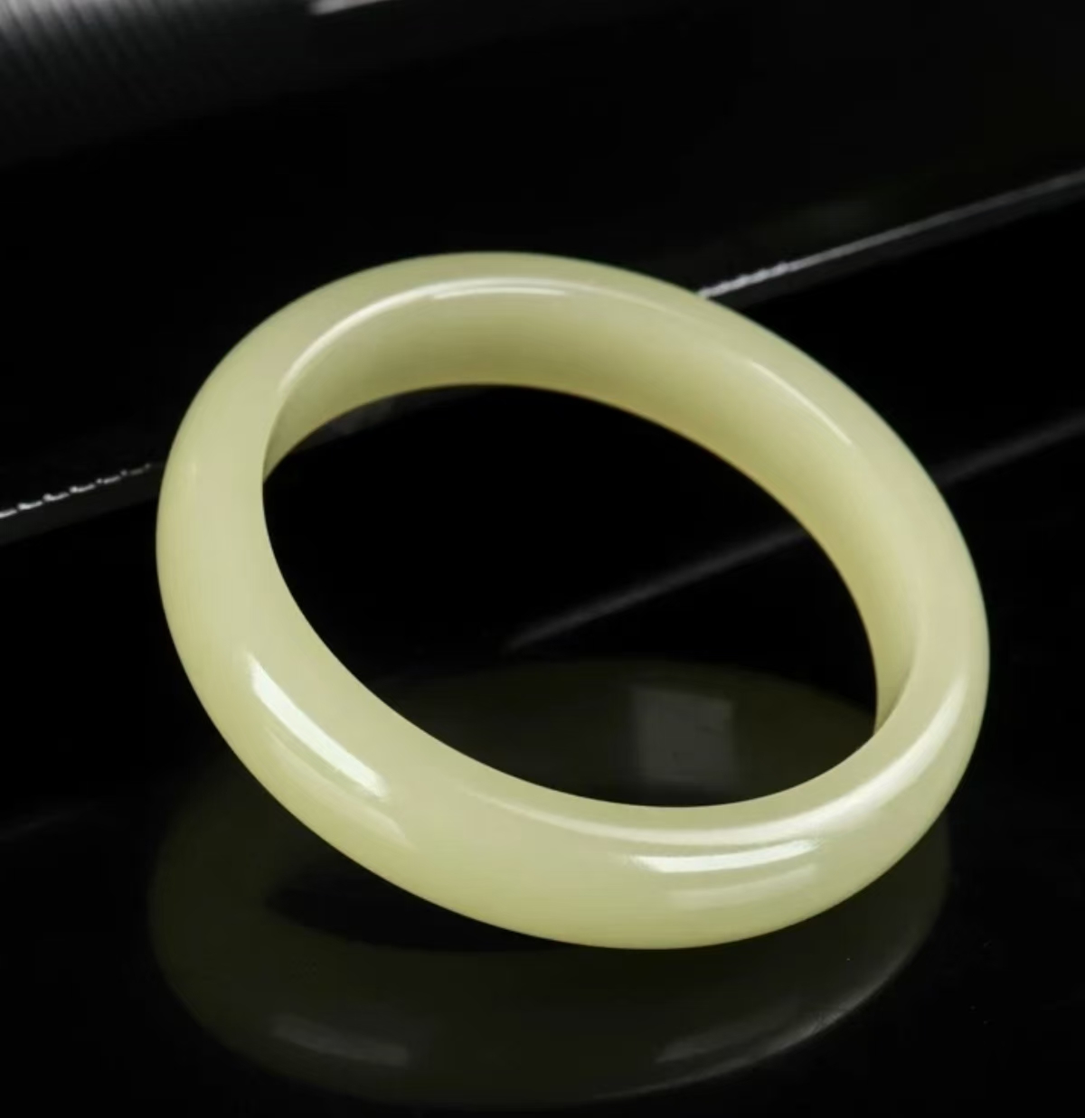 【13-14】冰糖雪梨/纯天然和田玉手镯正圈口百搭玉镯