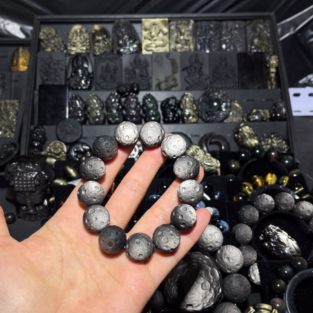 若***尘黑曜岩未镶嵌珠宝奇石