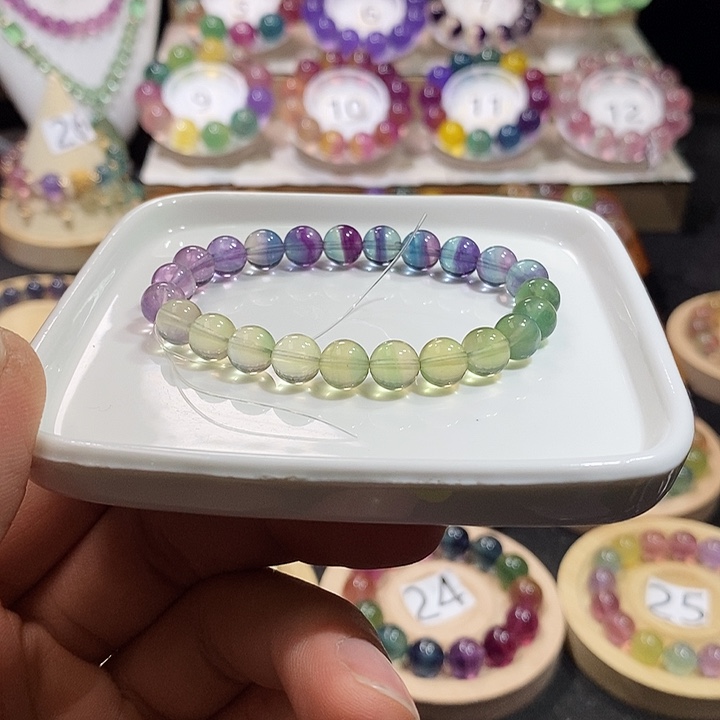 萤石手链未镶嵌彩虹小单圈