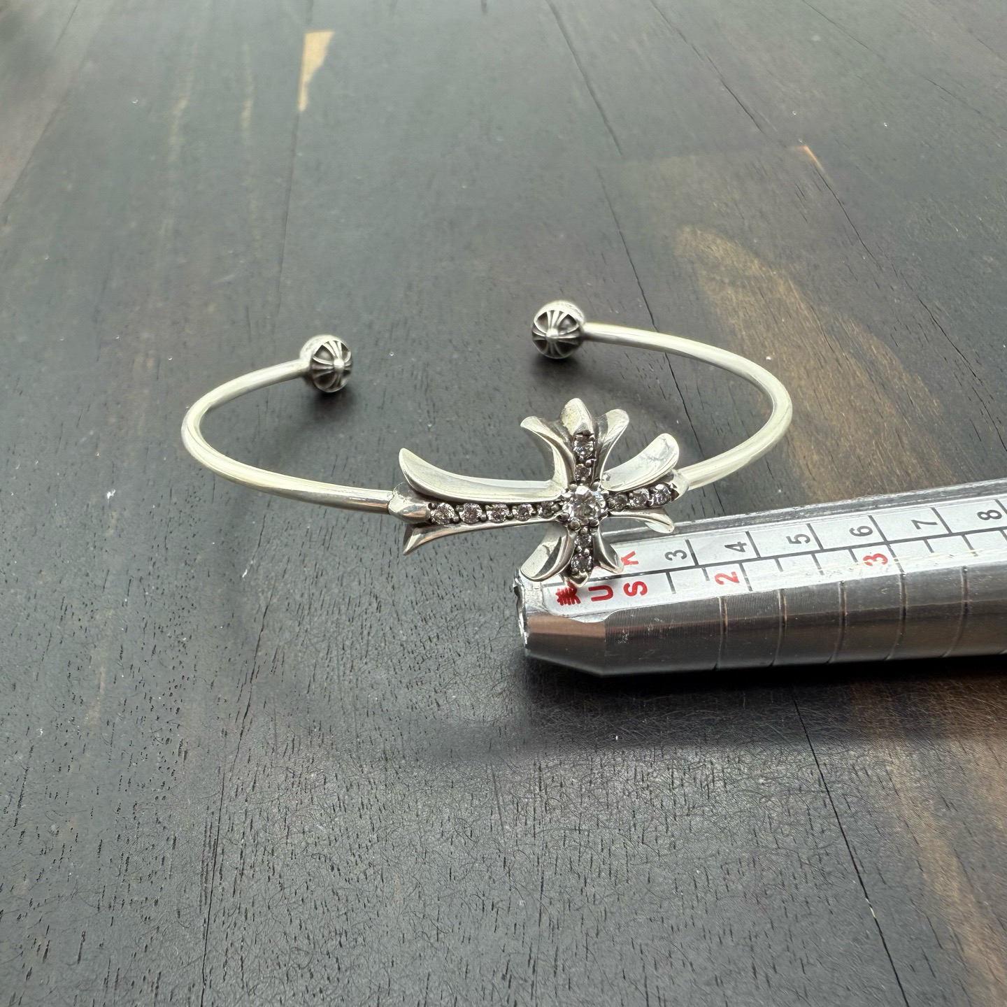 S码 Chrome Hearts 克罗心 满钻Tiny十字架开口手镯
