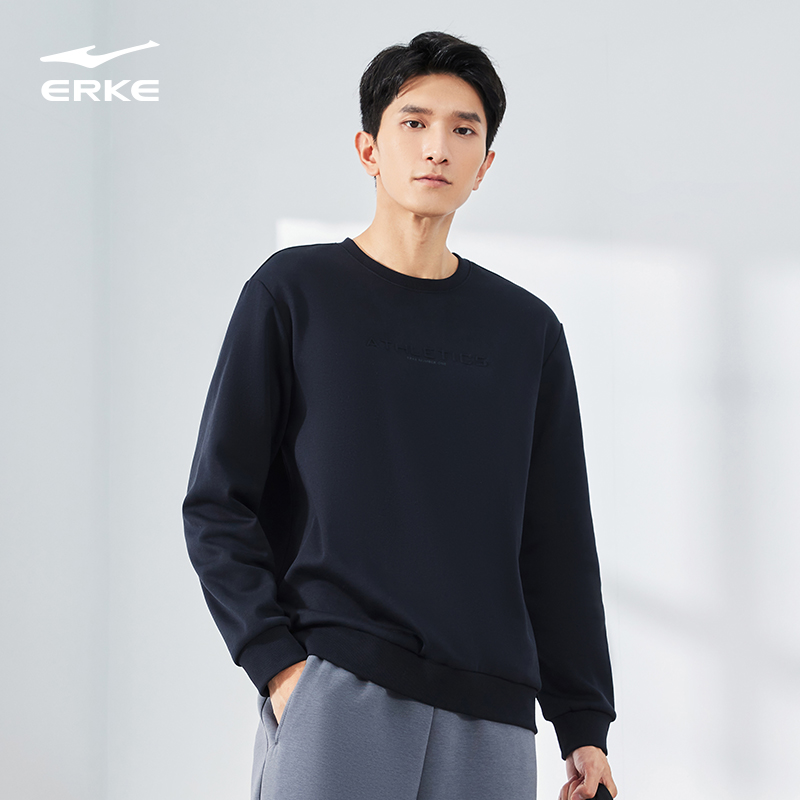 舒暖绒丨 鸿星尔克男子户外运动服套头加绒百搭卫衣-1009