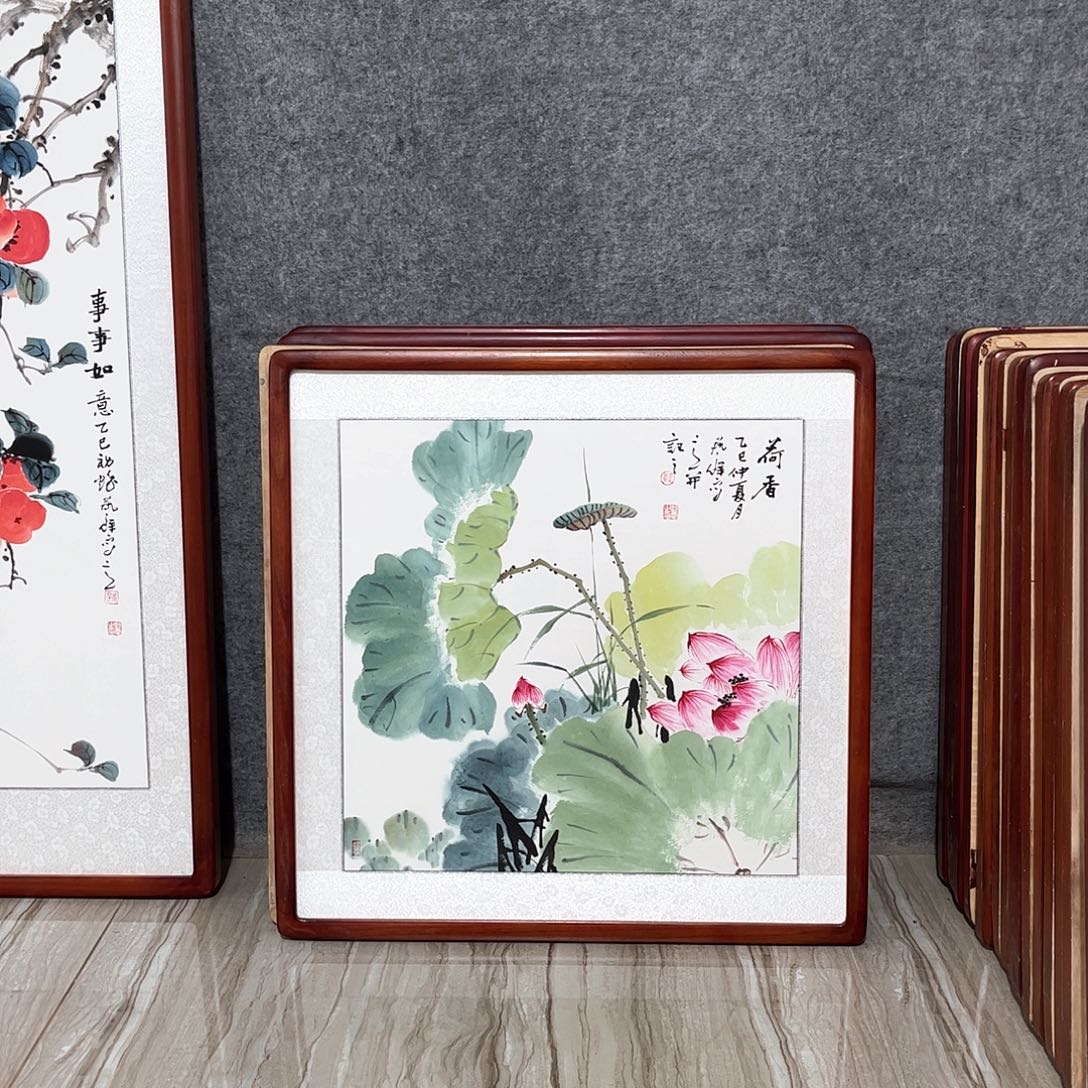 国画书画作品带框63×63