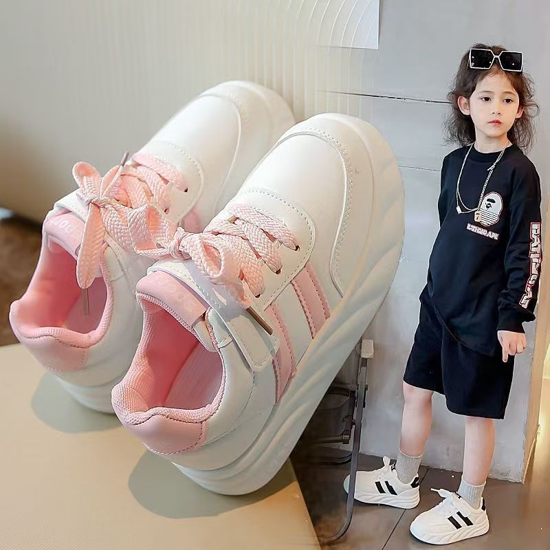 儿童小白鞋2025春季新款韩版中大童时尚百搭软底软面男女童小白鞋