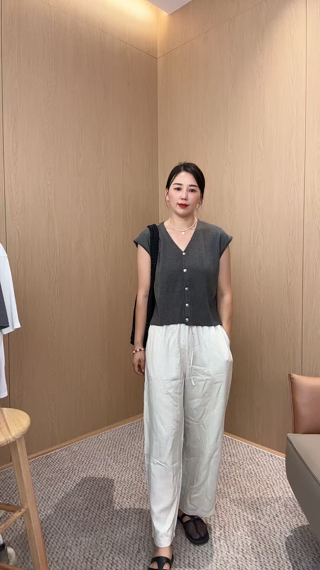 天丝麻棉纯色慵懒风坠落垂感阔腿裤 A8954