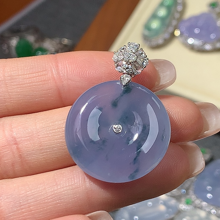 翡翠18K金镶嵌吊坠(不含链)