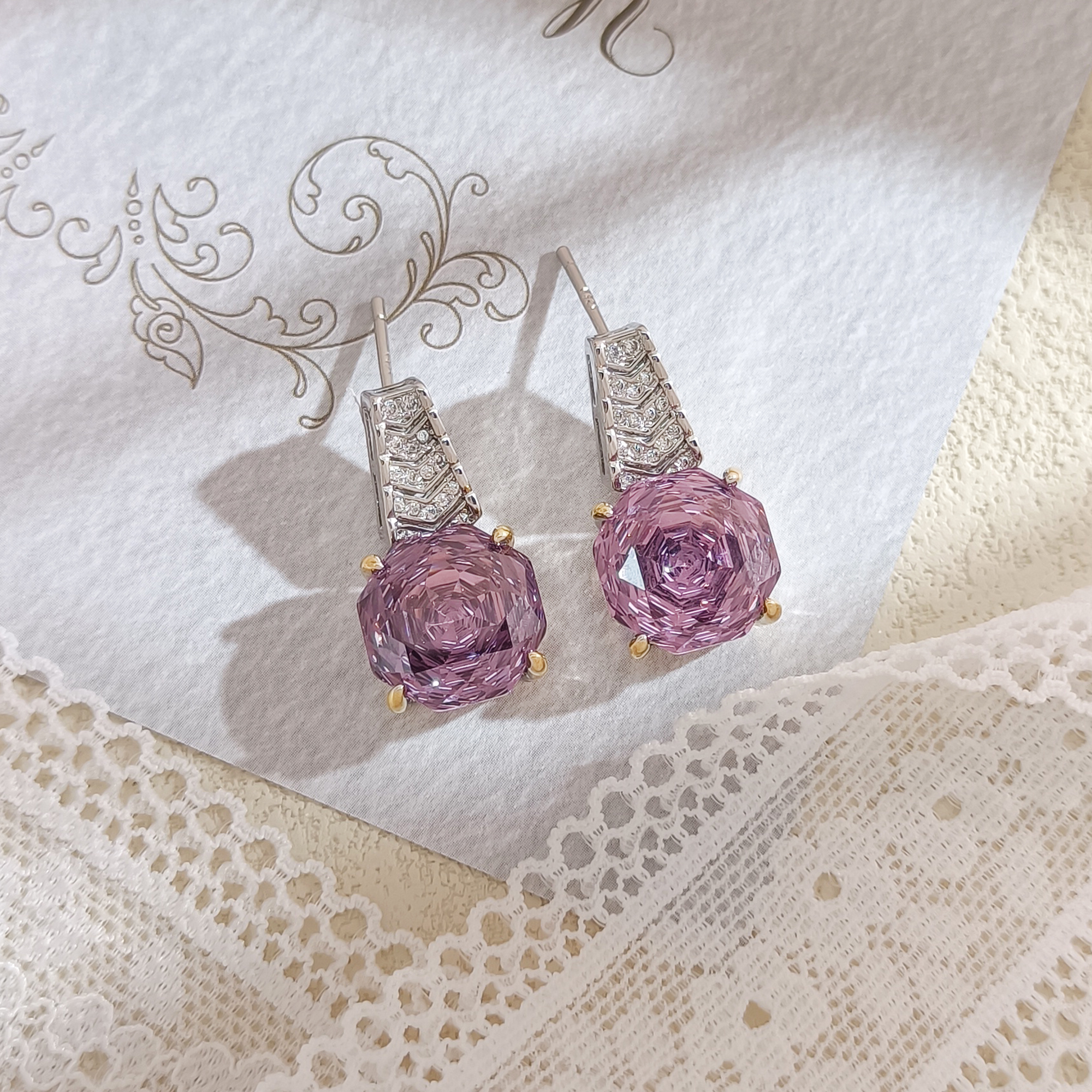 铜合金合成锆石耳饰 VWHG-009377 【玫嫤烁彩】耳饰小众百搭简约