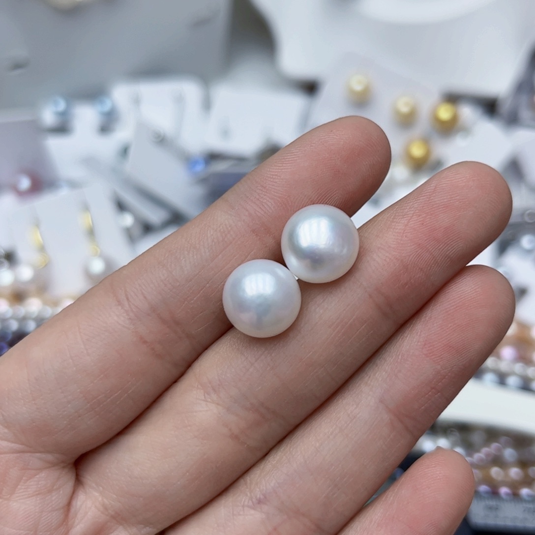 淡水珍珠耳饰银S925镶嵌