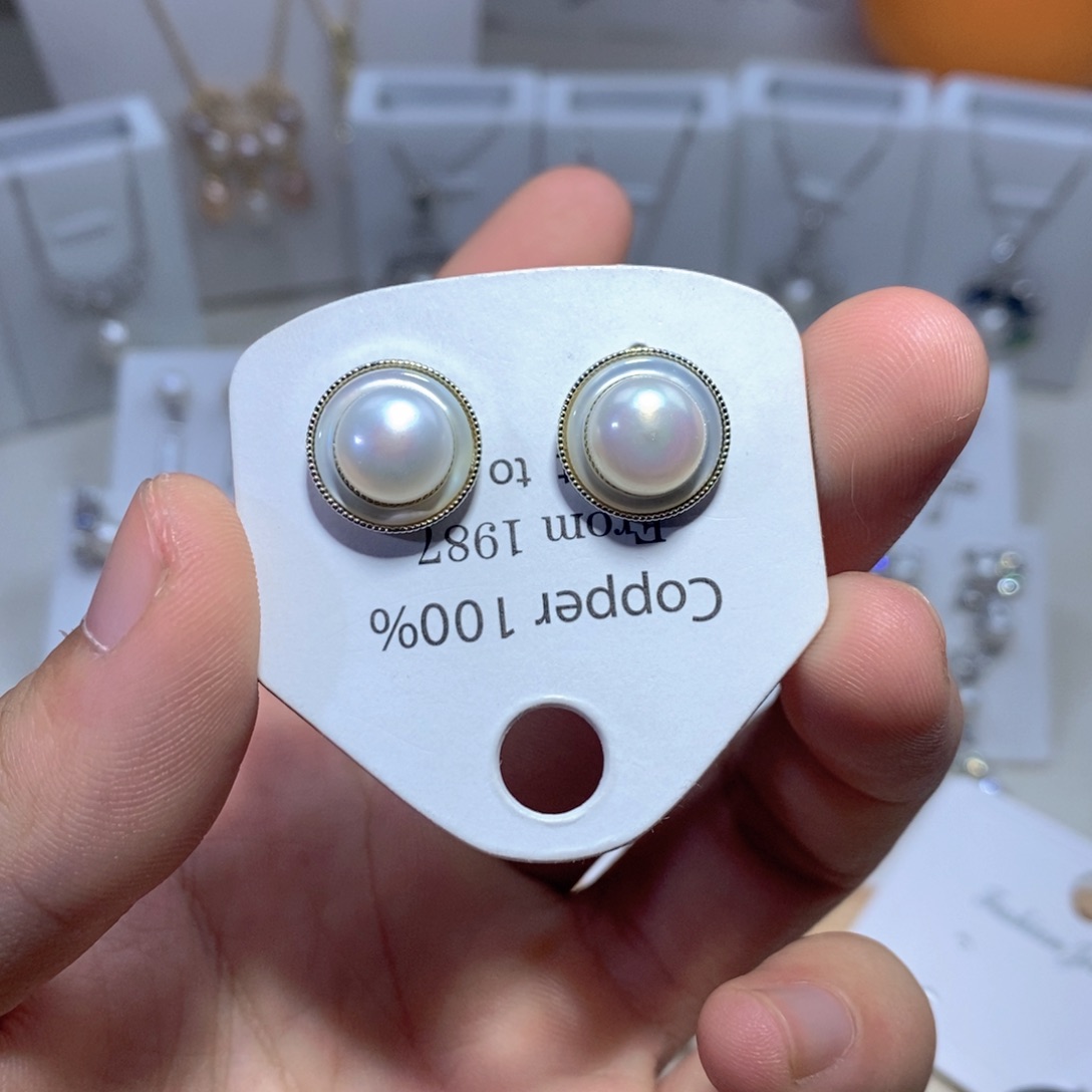 银S925镶嵌淡水珍珠耳饰