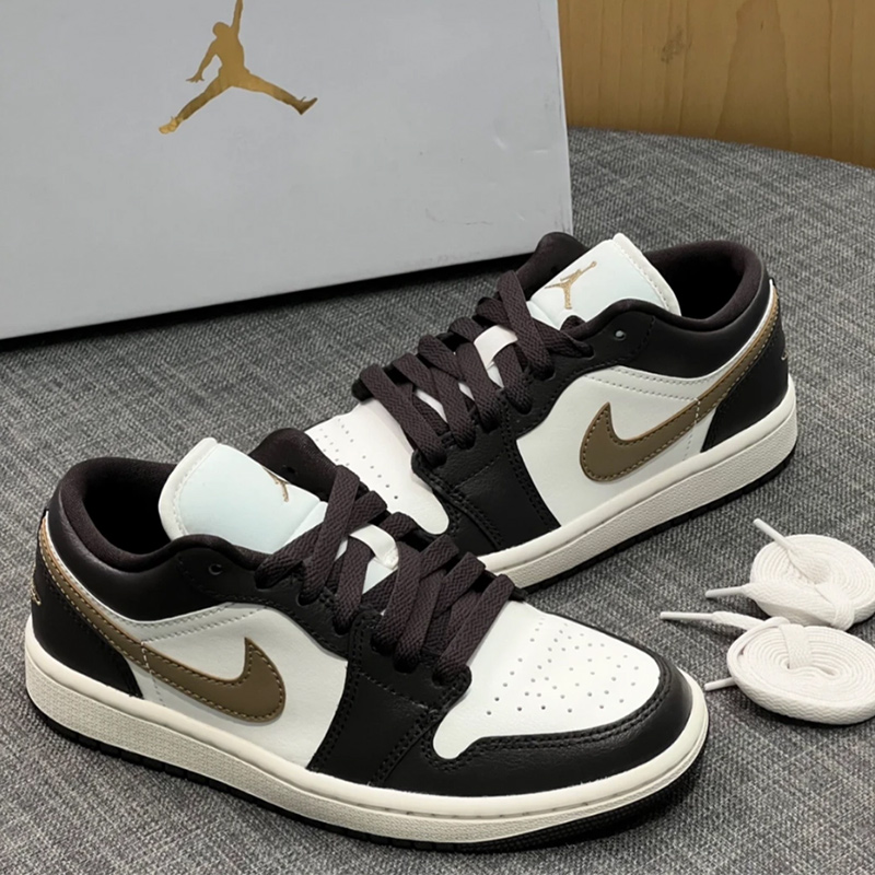 NIKE耐克官方正品男鞋金棕AIR JORDAN 1 LOW复古板鞋篮球鞋DC0774