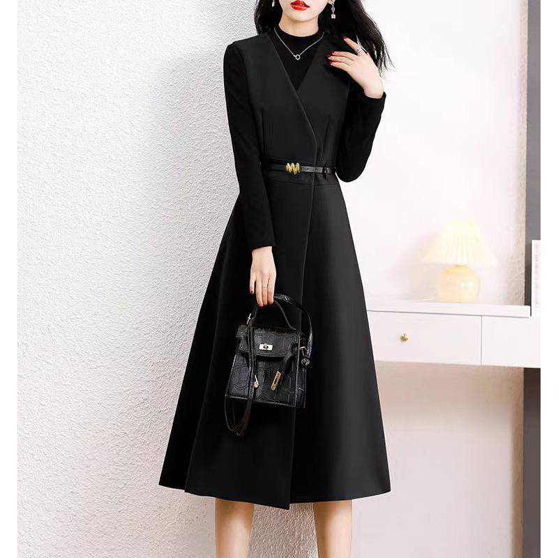 【RG1388】法式高级感连衣裙2025新款百搭收腰显瘦长裙轻熟轻奢