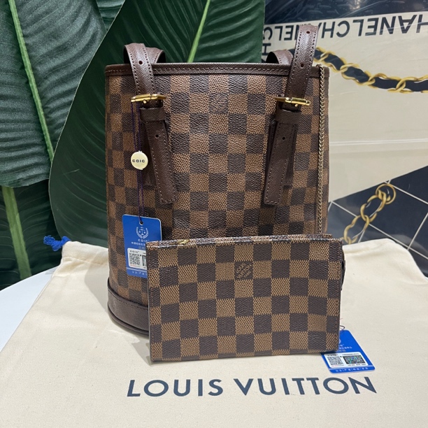 99新 LouisVuitton/路易威登 棋盘格小号水桶母包单肩包 植糅换新