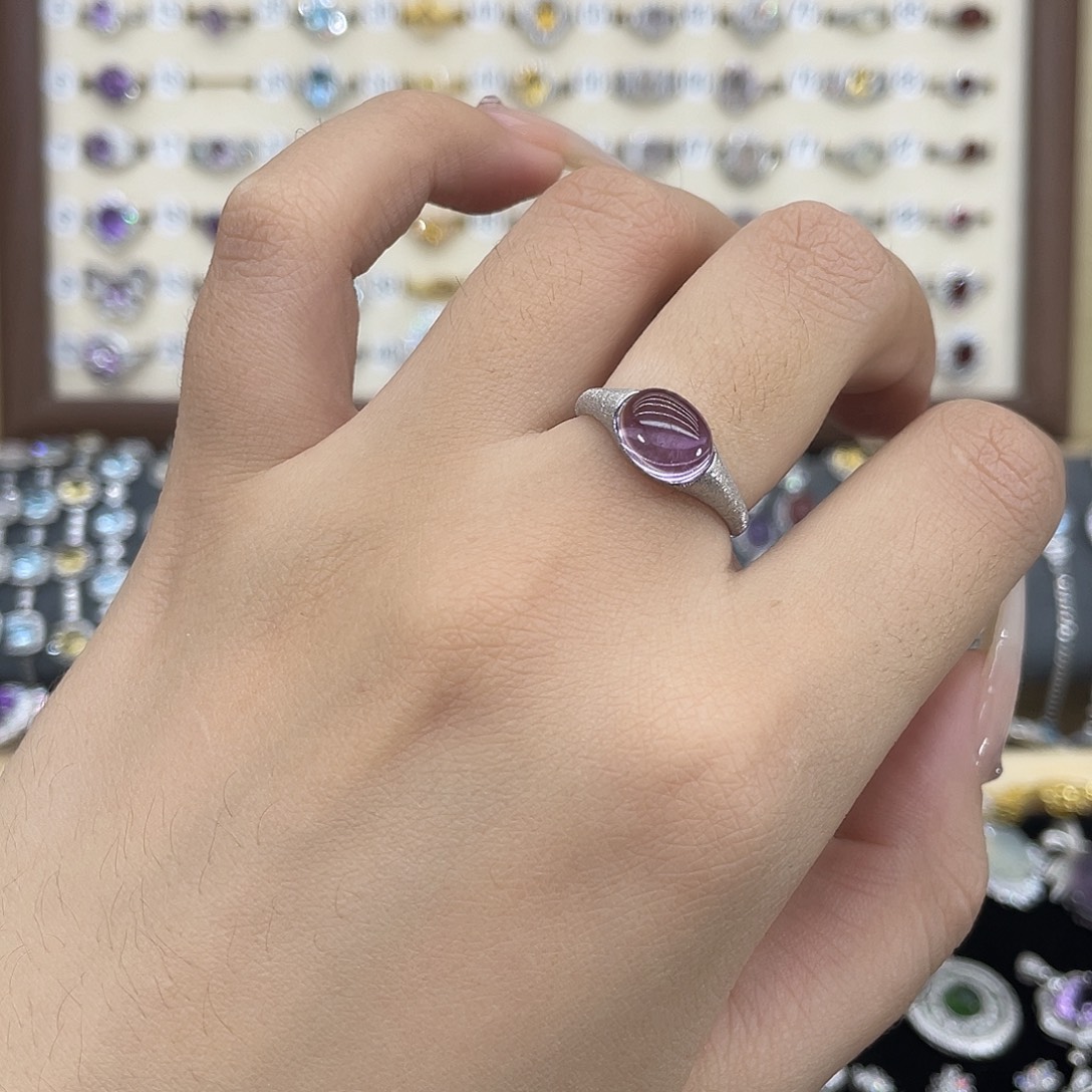 紫晶戒指银S925镶嵌