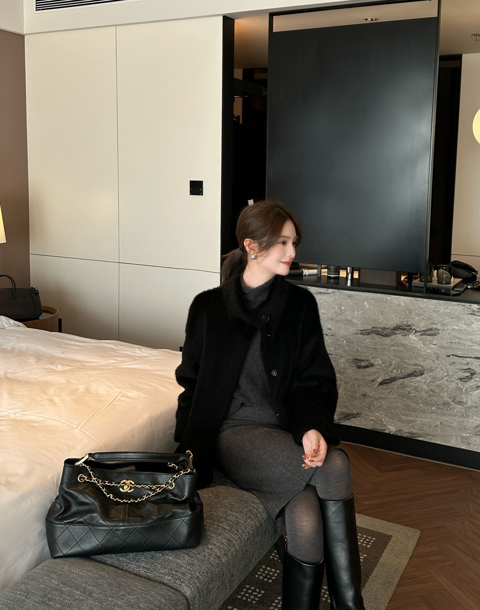 R123614W【100羊毛】高级感宽松型大衣厚款宽松外休闲风短款外套