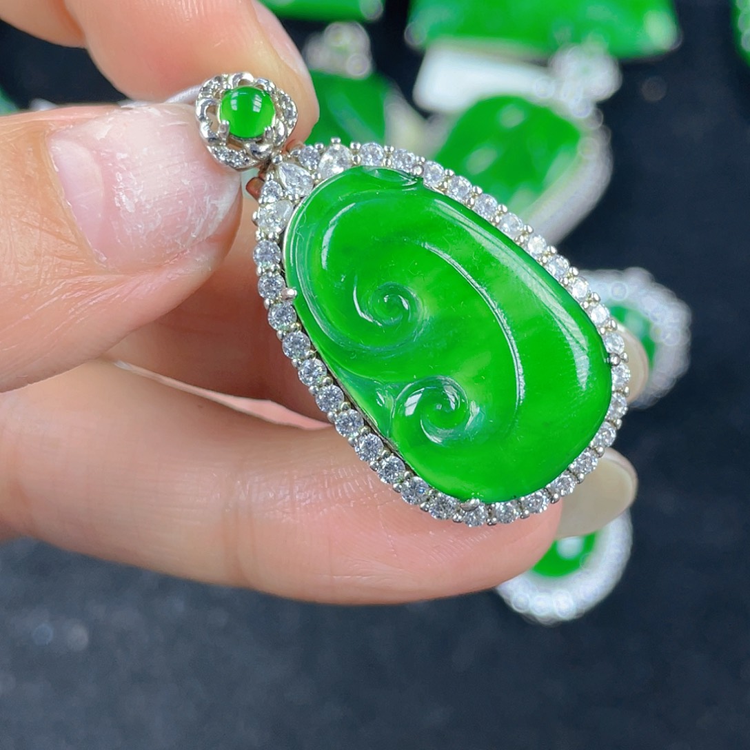 翡翠吊坠(不含链)银S925镶嵌