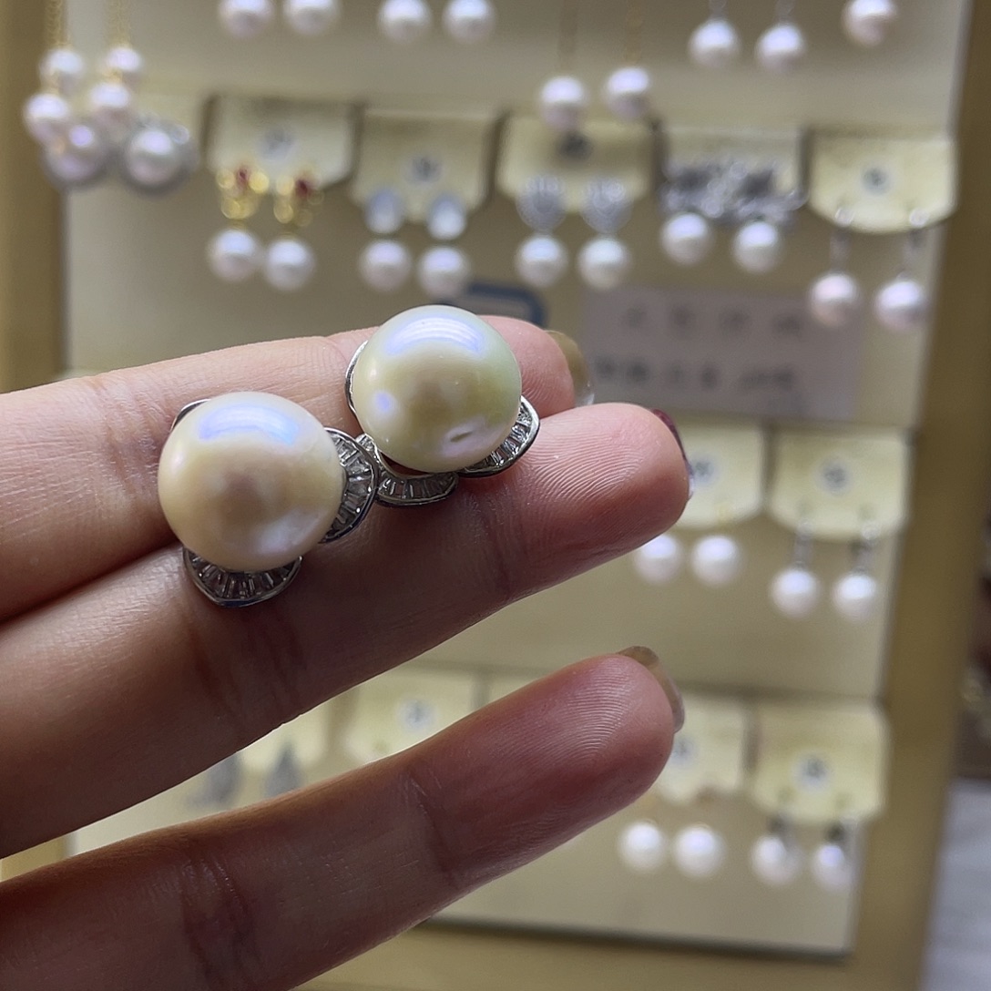 耳饰淡水珍珠银S925镶嵌