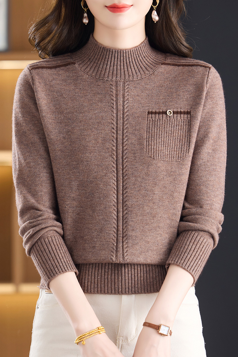 【羊毛衫】冬季长袖常规套头款针织毛针织衫百搭宽松打底衫上衣女