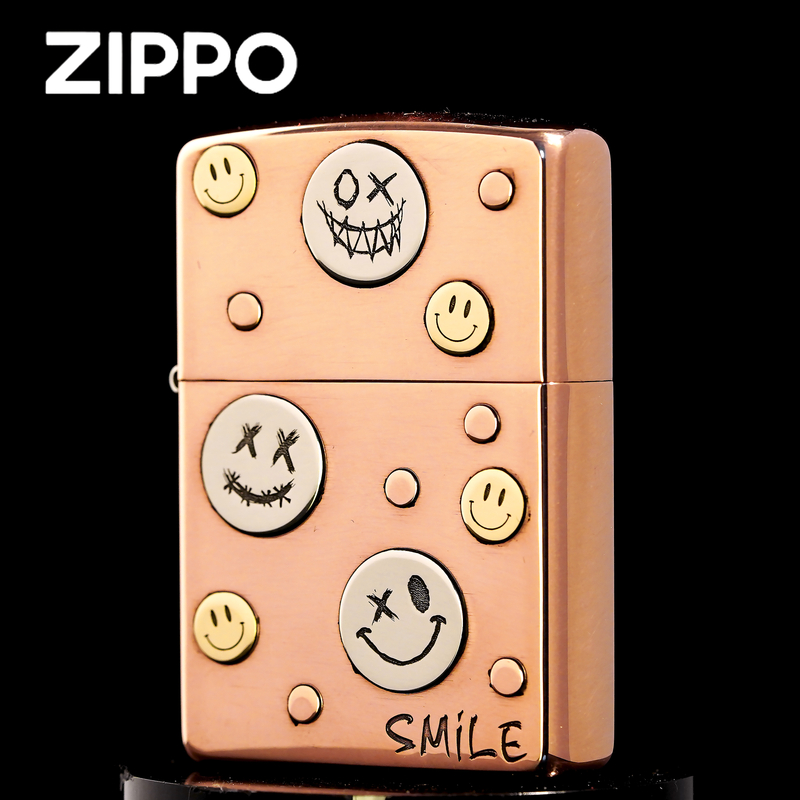 ZIPPO正品打火机/纯紫铜贴章笑脸盔甲DY9920TZ【阿明】