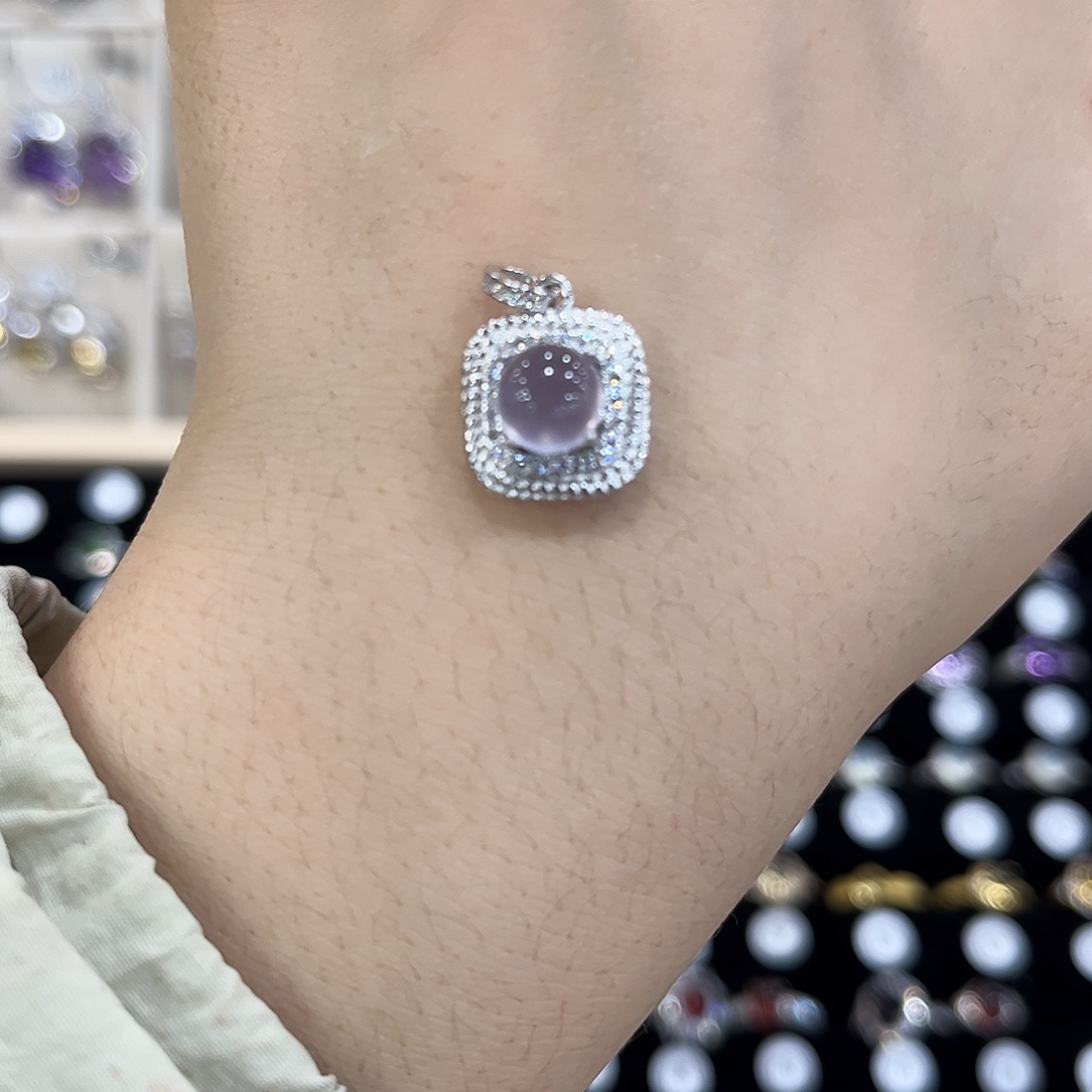 一***妹萤石吊坠银S925镶嵌