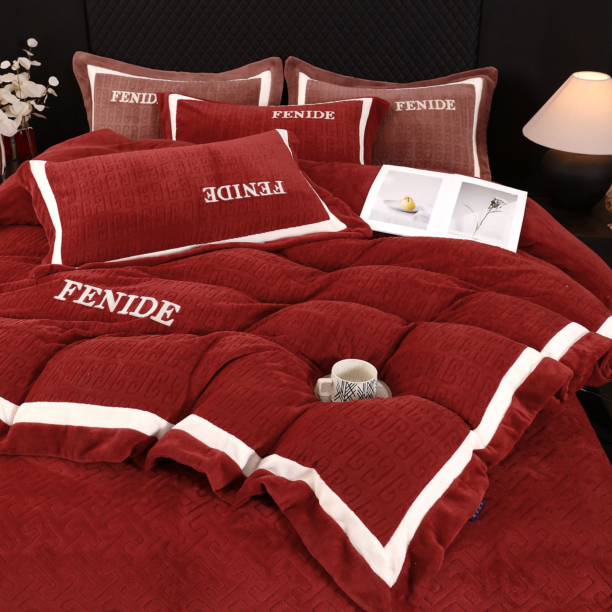 严创优品【芬迪】双拼角金线刺绣 轻奢床品 实物实拍 无美颜 滤镜