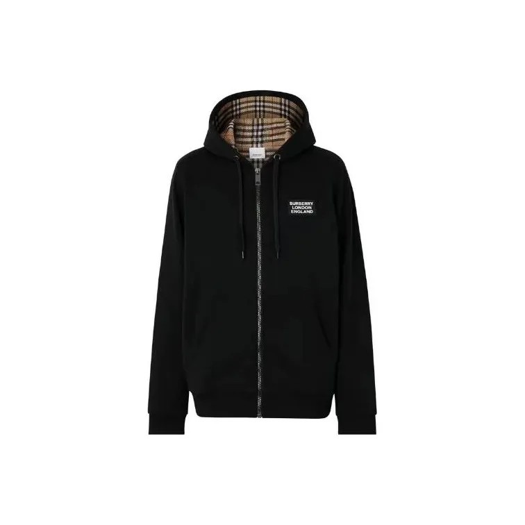 Burberry博柏利 纯色Logo字母休闲连帽卫衣 男款 黑色