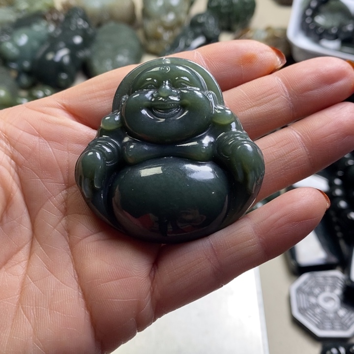 人***彩和田玉未镶嵌手链和田玉且末料佛公