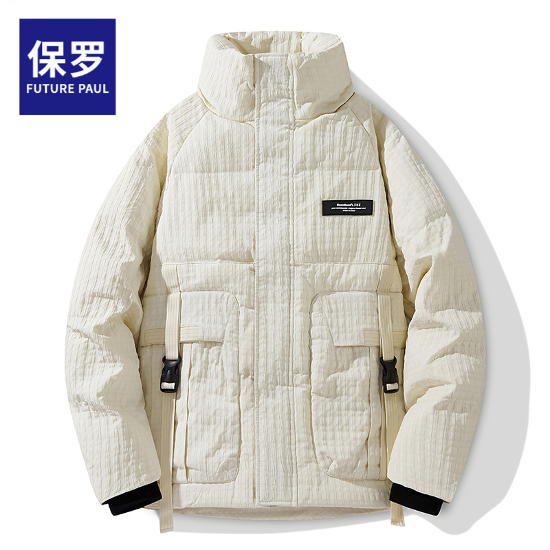 冬季新款潮流休闲商务青年立领宽松防风情侣外套羽绒服短款上衣