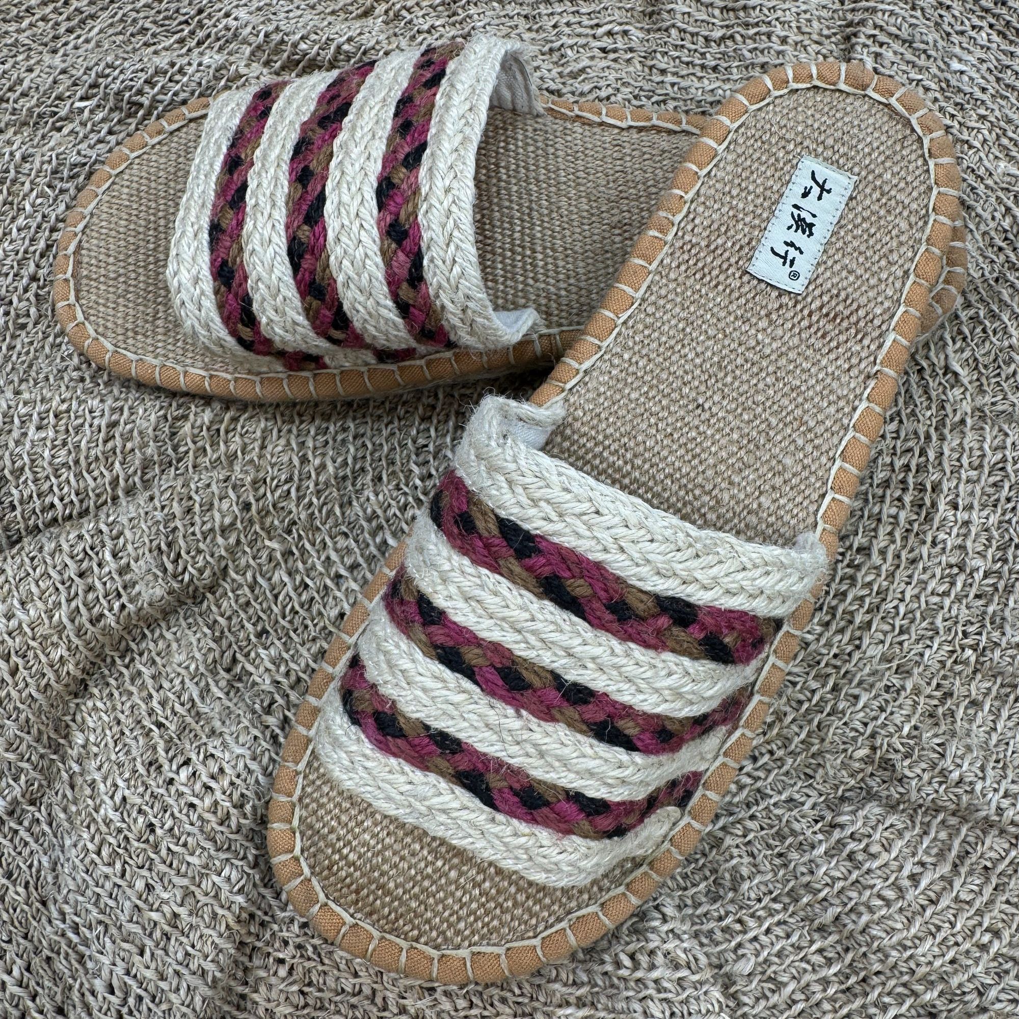 【双十二专享】女款纯手工编织简约透气吸汗拖鞋2873