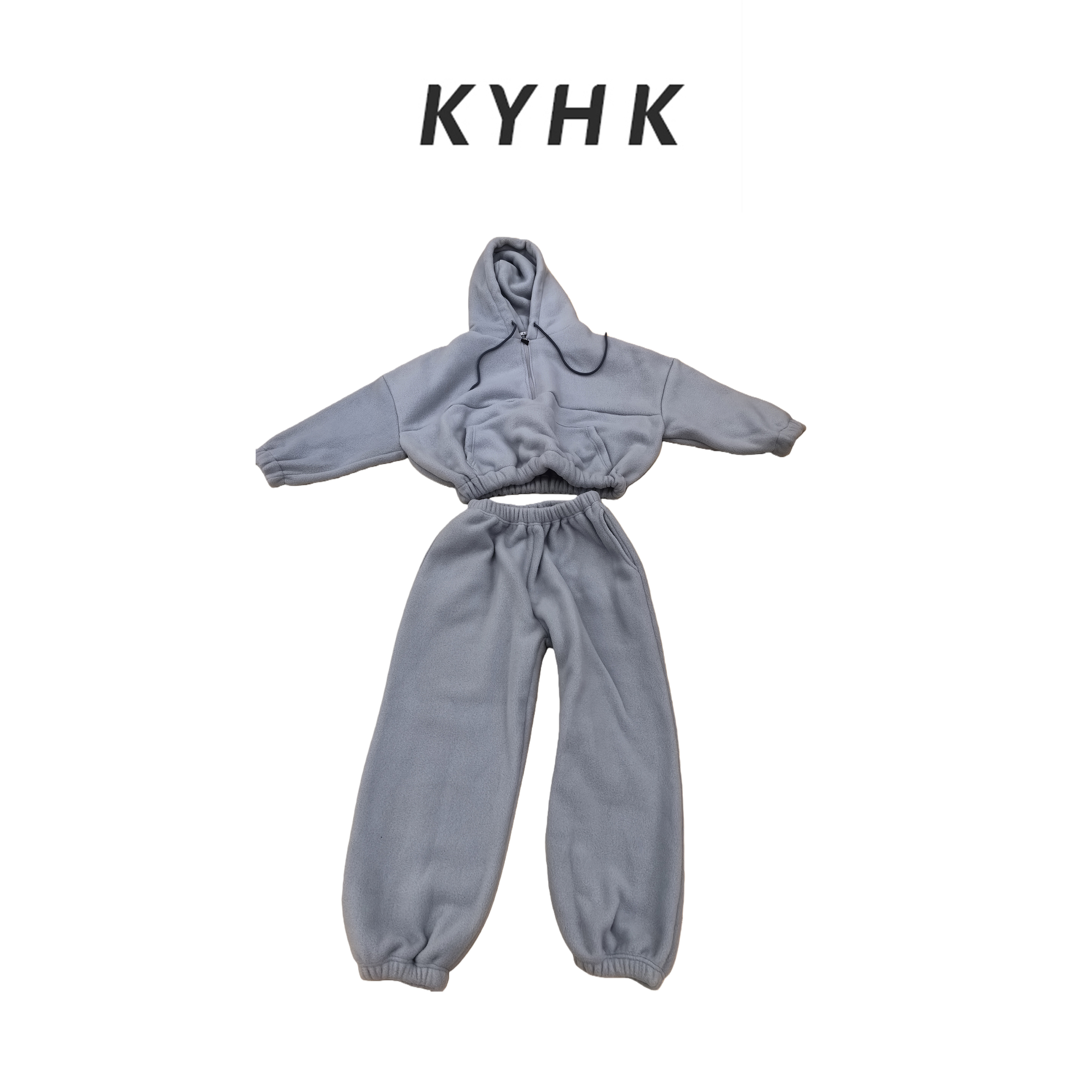 KYHK秋冬女绒保暖休闲宽松拉链卫衣裤子运动休闲套装251213