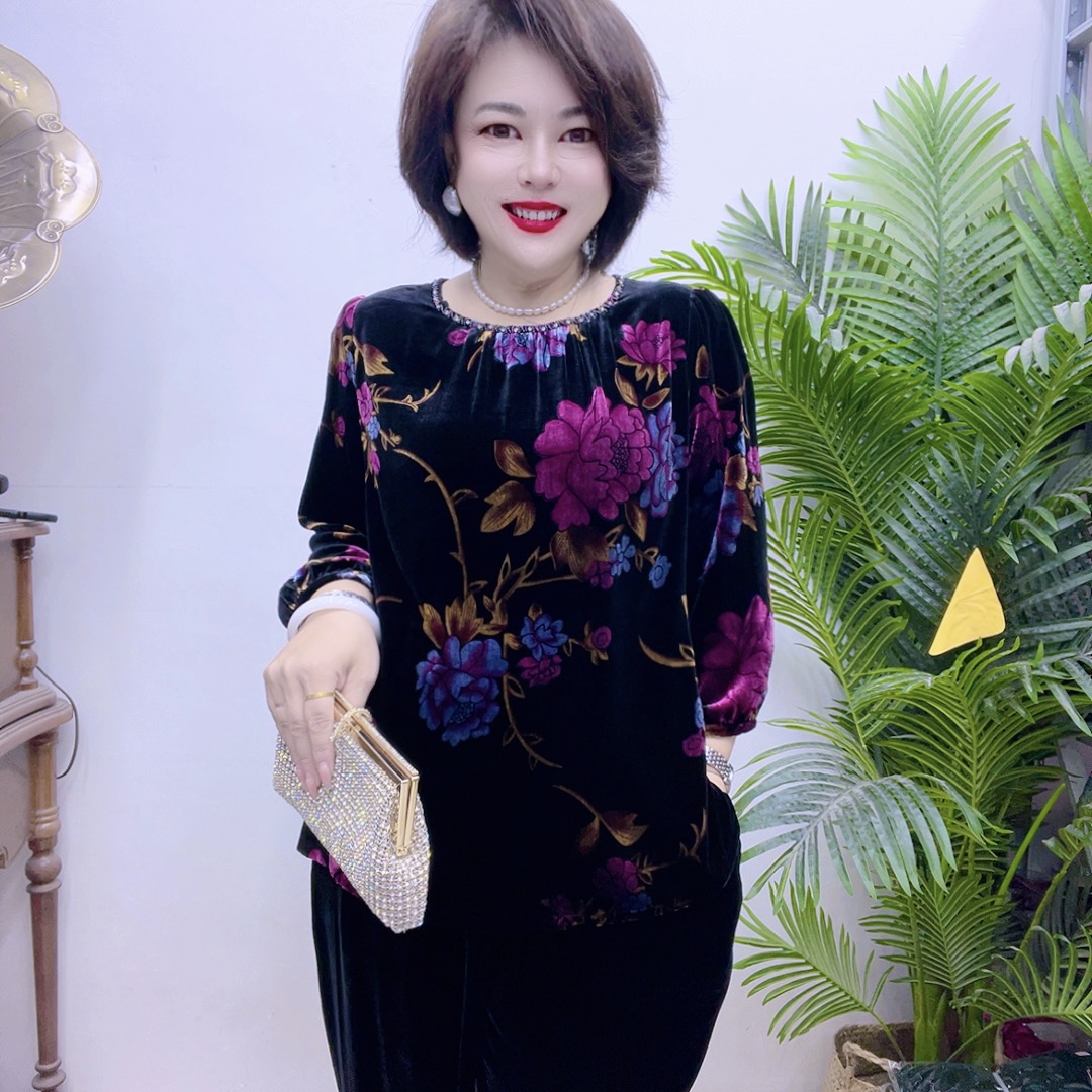 桑蚕丝小衫中老年时尚高档气质43A2229