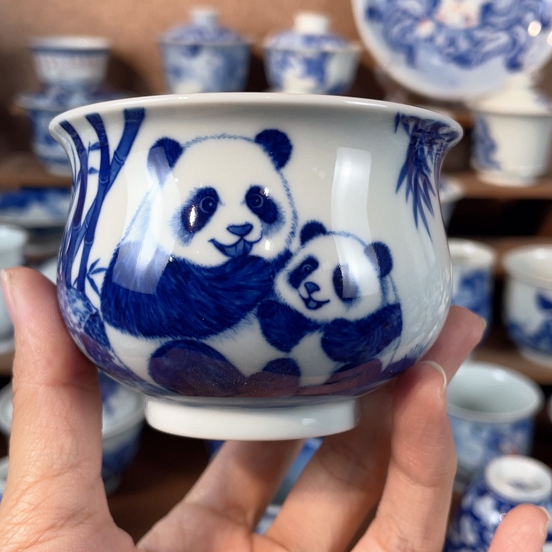 泥藝瓷梦熊猫子母炉式杯