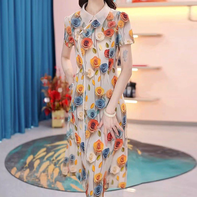 B119碎花连衣裙2025新款女夏季气质名媛轻奢高级感上流社会裙子