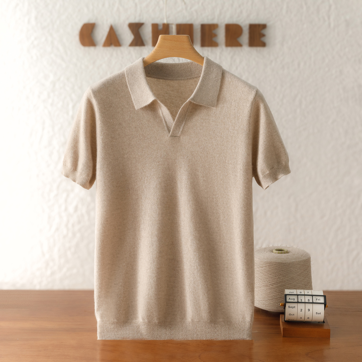 秋冬男士纯山羊绒海鸥POLO领短袖商务休闲套头针织衫百搭薄款