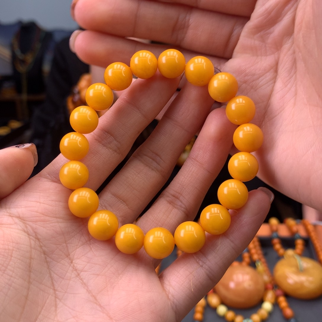 蜜蜡手串未镶嵌天然