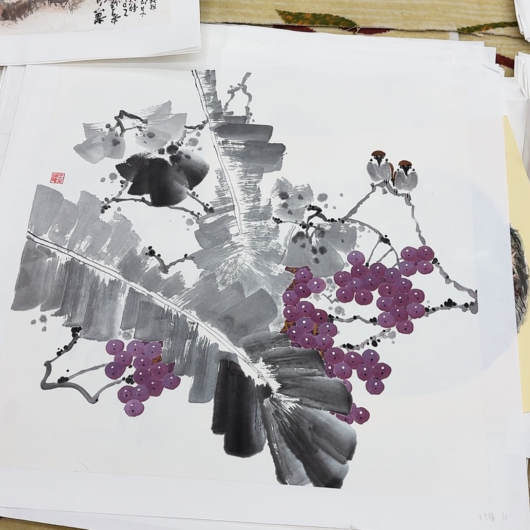 国画四尺斗方手绘作品