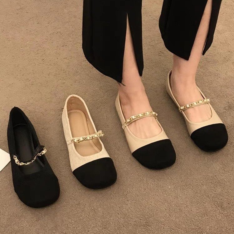 小香风豆豆鞋女2025新款浅口透气休闲单鞋软底休闲女单鞋一件代发