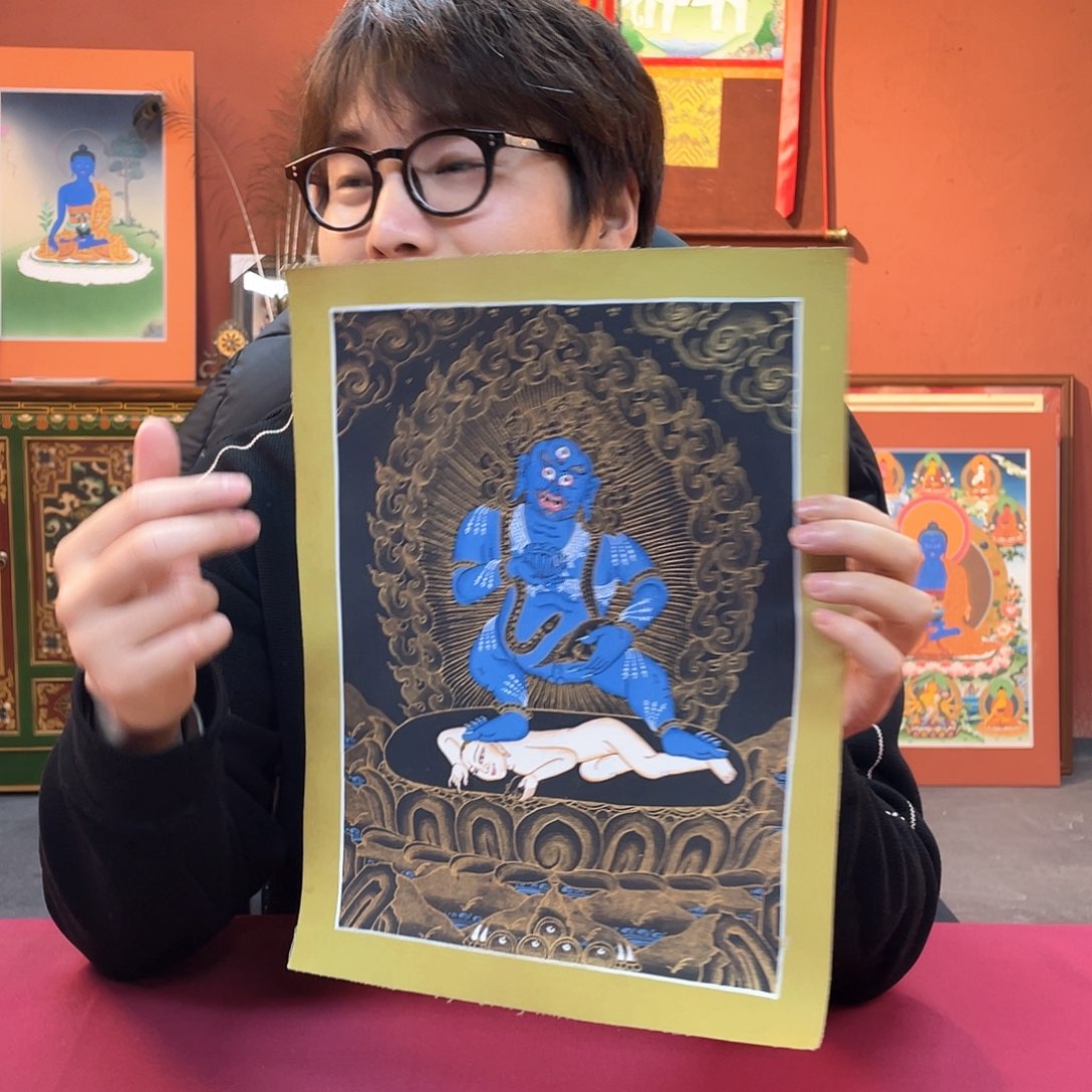 装裱画22×30黑财纯手绘