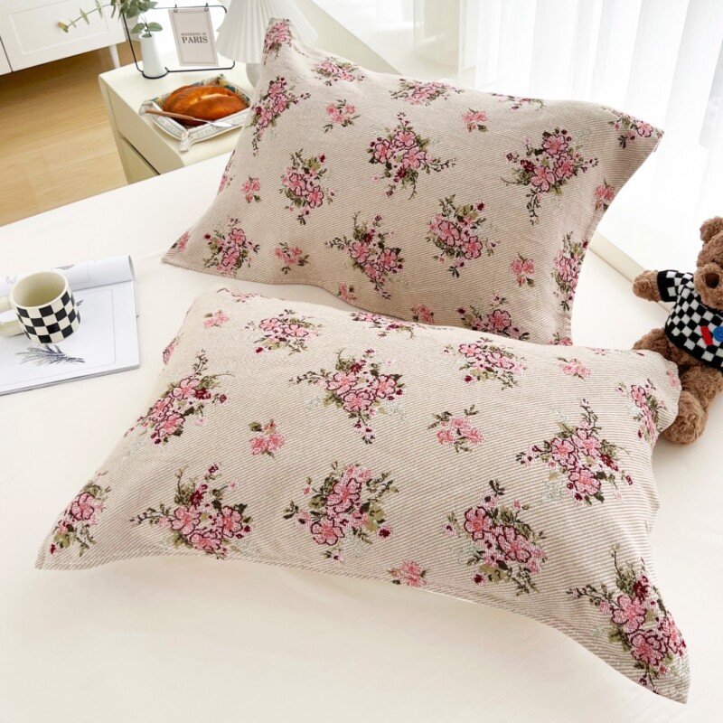【京会社】纱布枕巾 斜纹编织柔软家用枕头巾52*75cm 繁花