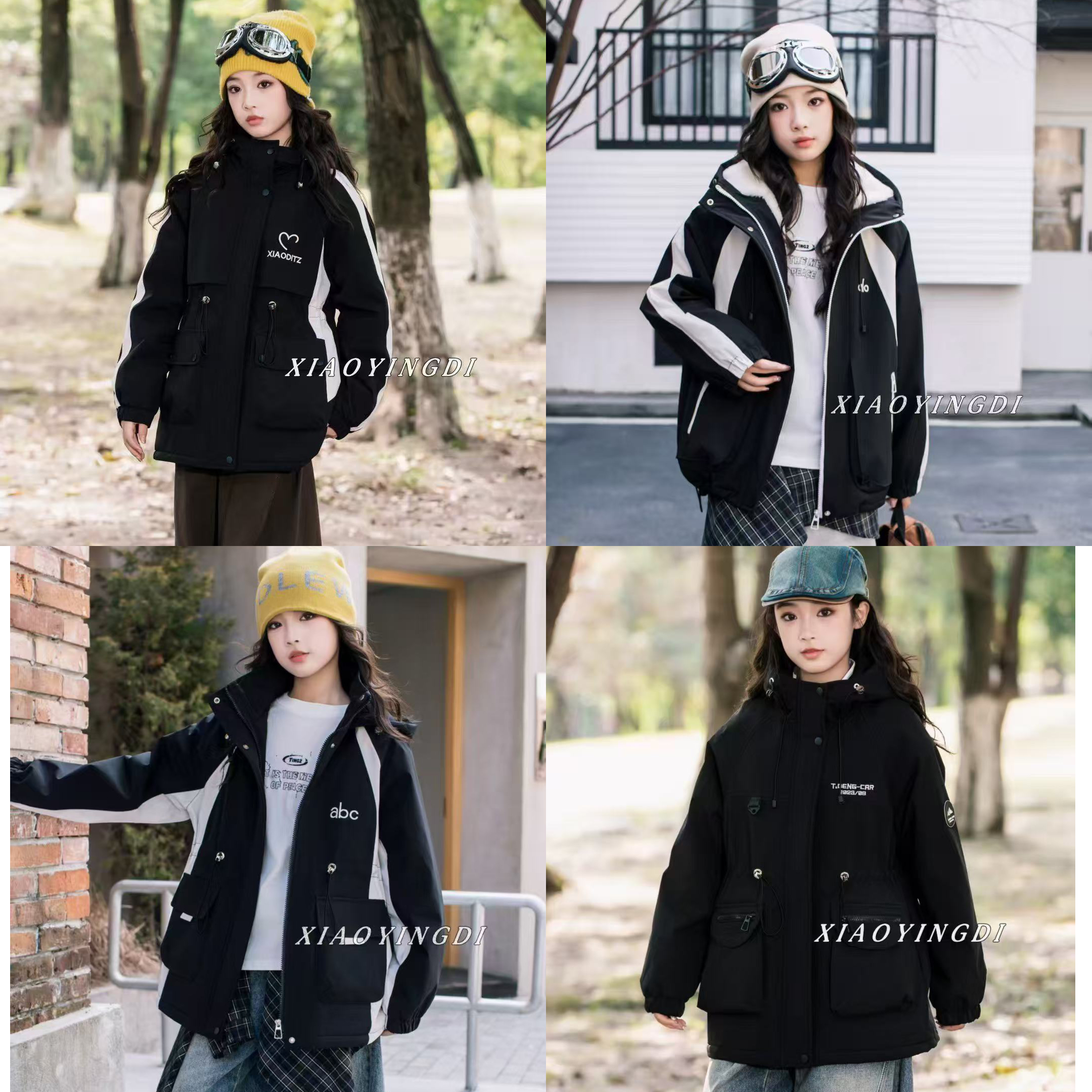 秋冬新款女大童加绒二棉冲锋衣外套小赢迪随机发