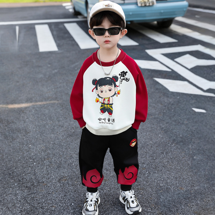 哪吒衣服男童卫衣套装秋装2025新款长袖酷帅气小儿童春秋男孩运动