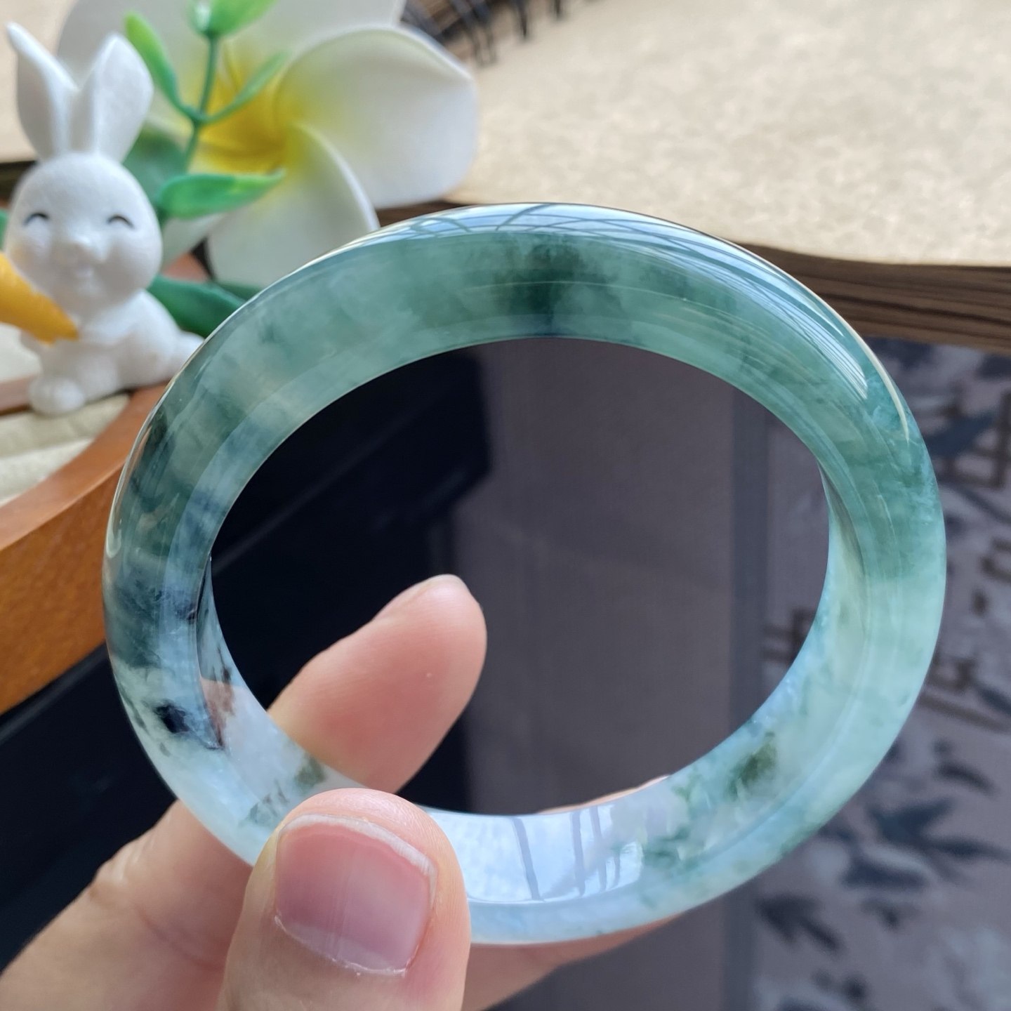 04.02批正圈冰飘花2596号54.7-12.8-8！天然翡翠手镯