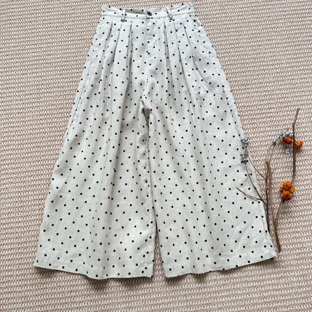 原生态水果酵素洗14支雨露麻波点印花裙裤九分裤A-737