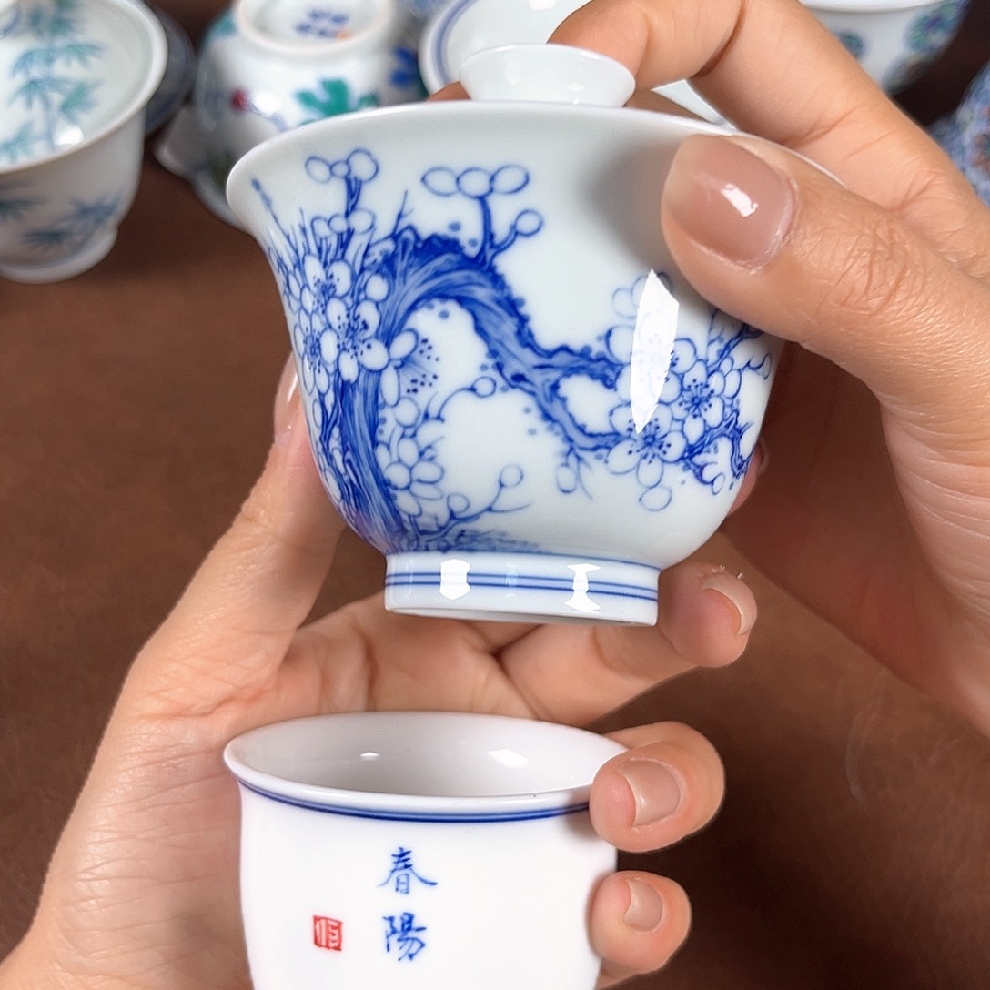 景德镇手工手绘微瑕茶具745