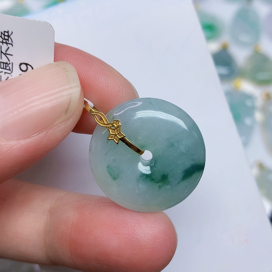 翡翠18K金镶嵌颈饰456788