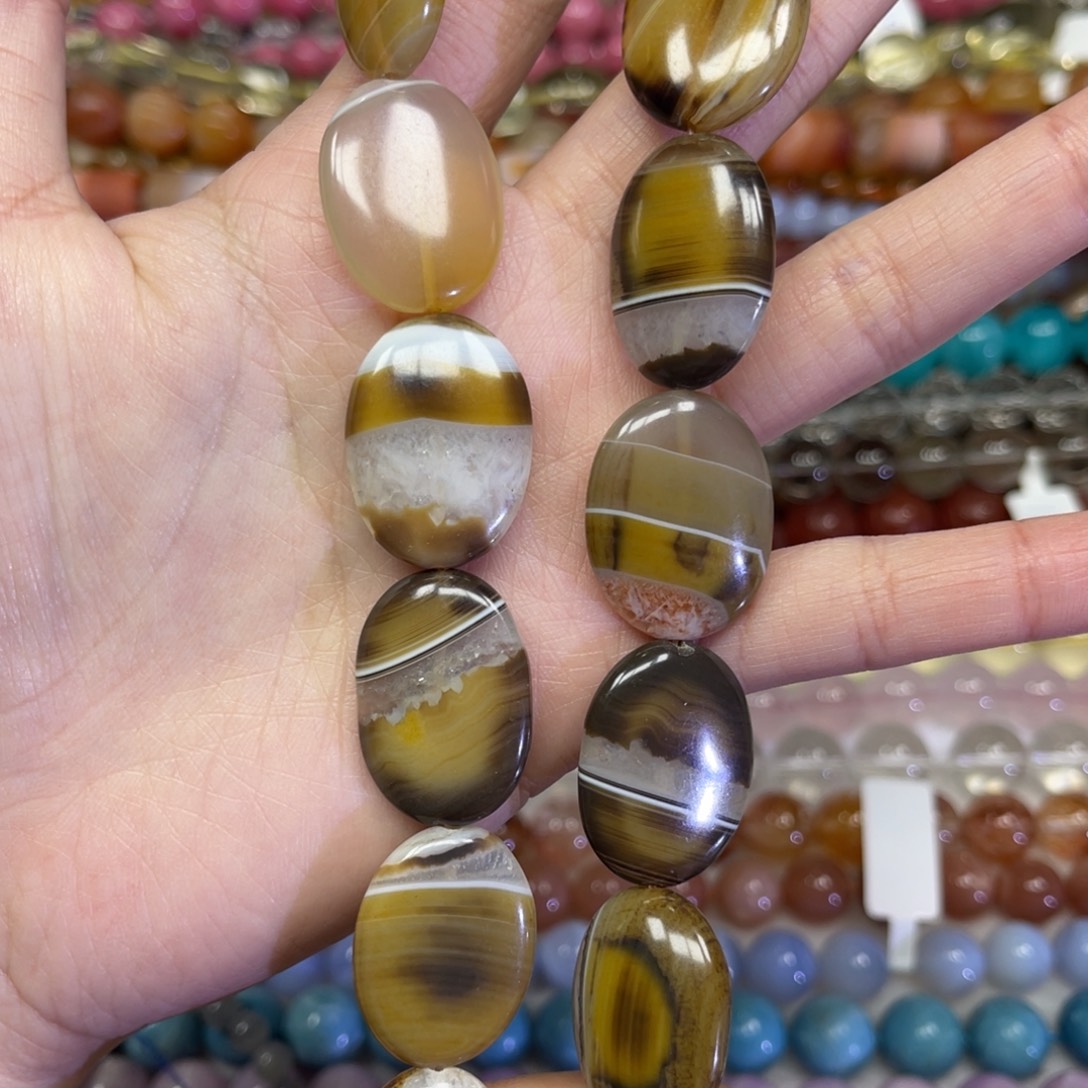 玛瑙/玉髓散珠天然水晶玛瑙卡18长条38厘米