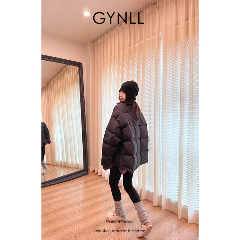 【GYN】极简方格羽绒服宽松慵懒显瘦 抗皱面料柔而挺阔   