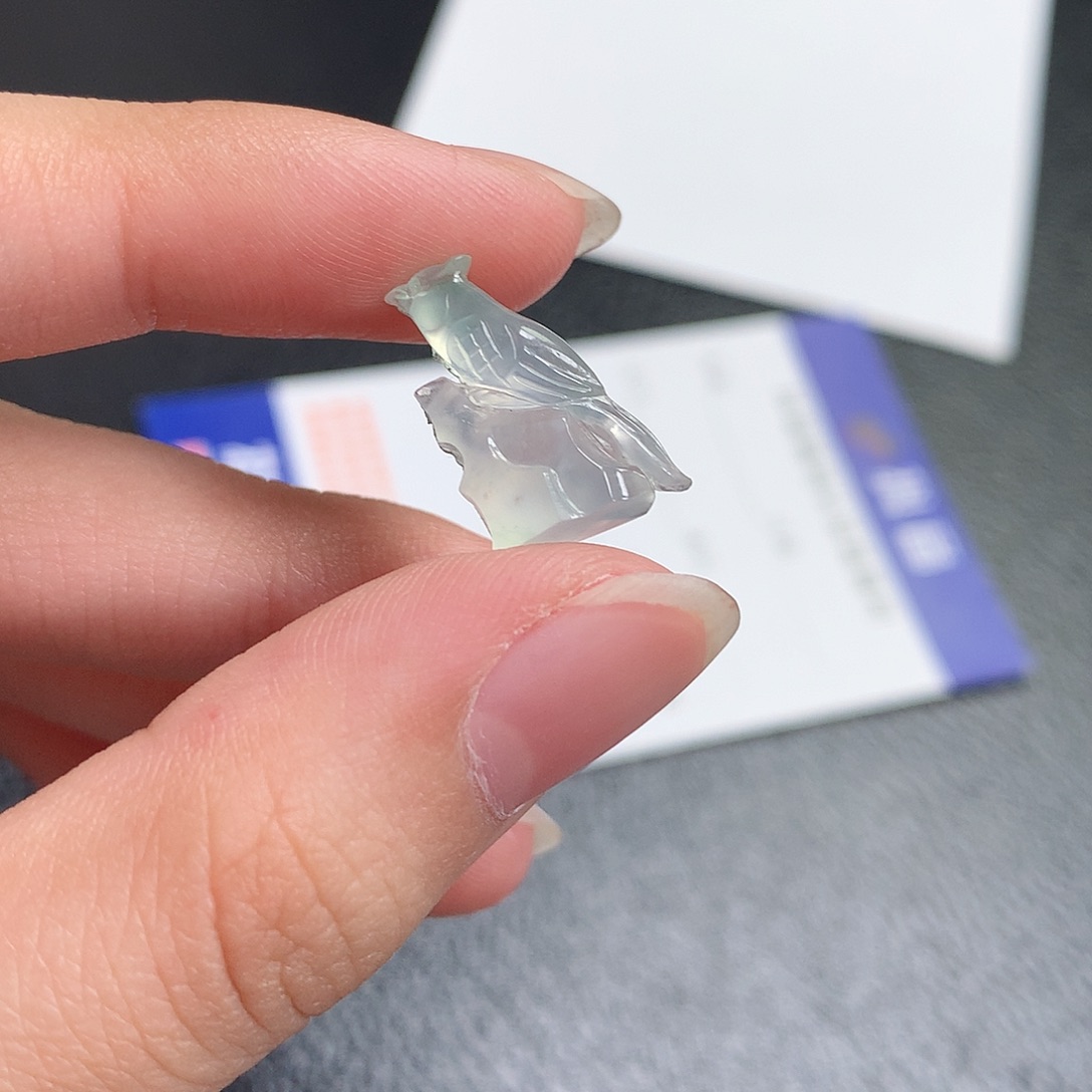 翡翠裸石缅甸天然A货翡翠冰种喜上眉梢