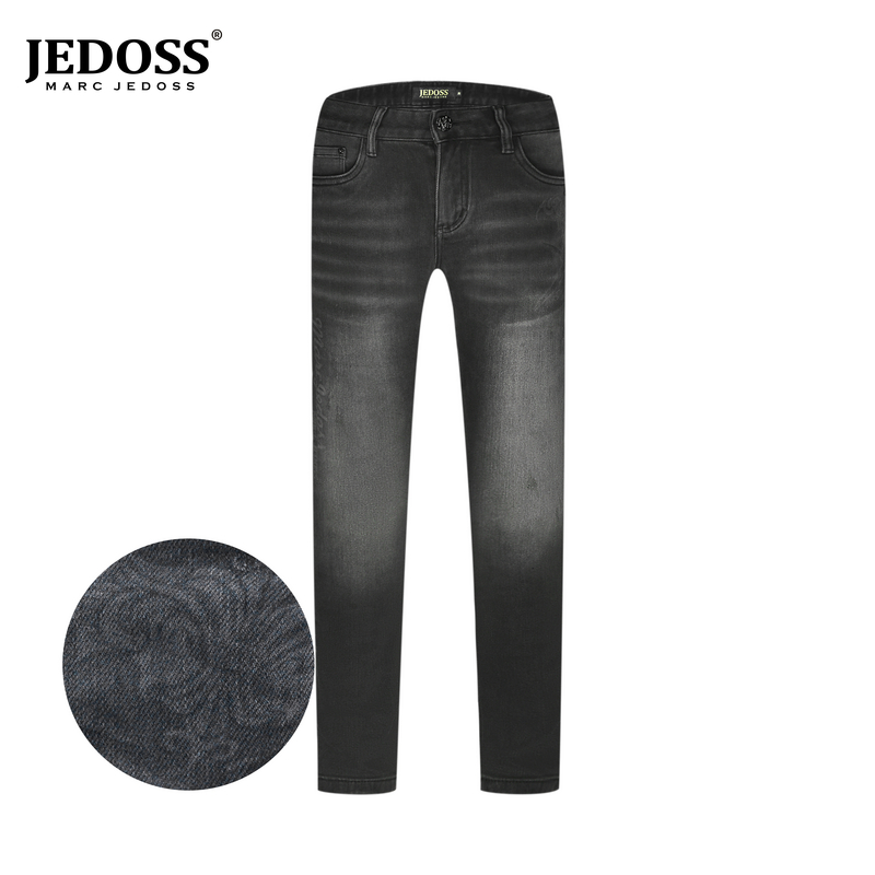 JEDOSS/爵迪斯2025秋上新时尚轻奢男装LOGO水印直筒牛仔裤潮流397