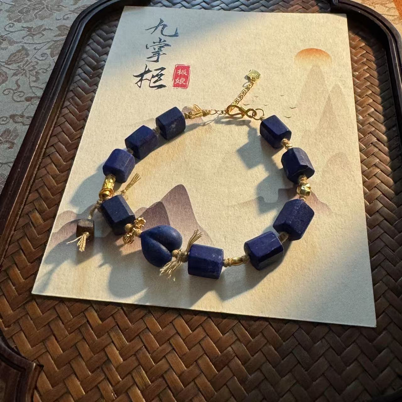 财女—天然青金石单圈手串方糖设计款手链—多样性发其一【JJ084】9+