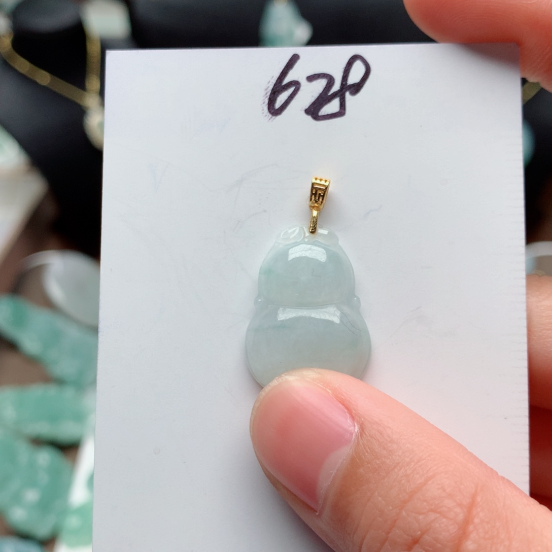 翡翠颈饰银S925镀金镶嵌吊坠