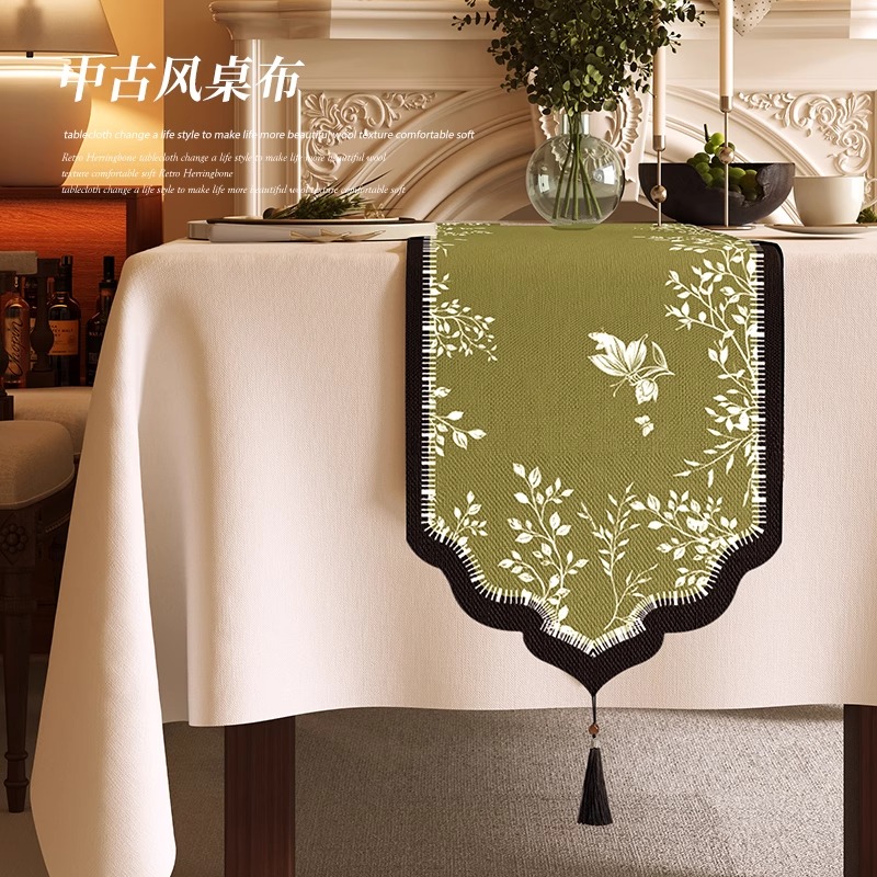 中古风桌旗防水防烫桌布轻奢高级感长条茶席盖布中式禅意茶几台布